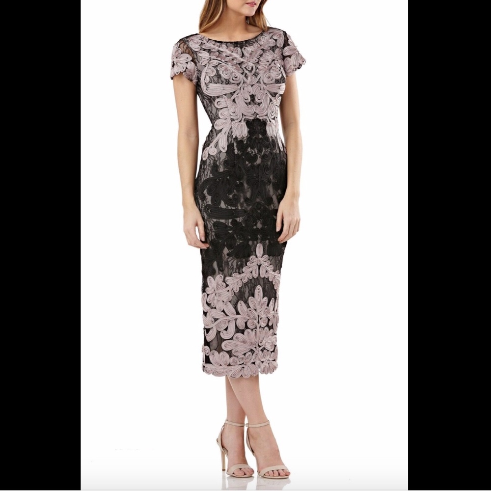 NEW JS Collections Soutache Lace‎ Midi Dress SZ 2
